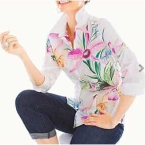 Chicos No Iron Cotton Floral Blouse XL